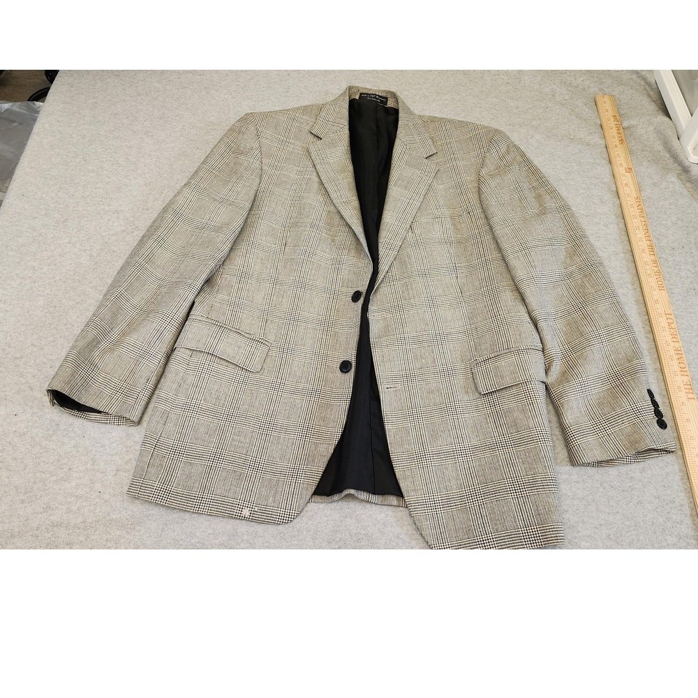 Gianfranco‎ Ruffini Blazer Sport Coat Mens 42R Gray Glen Plaid Silk Wool READ